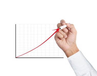 iş adamı el bir grafik çizimi 