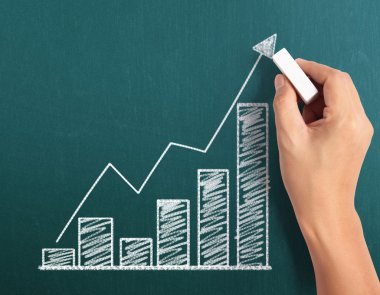 iş adamı el bir grafik çizimi 