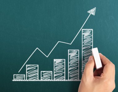 iş adamı el bir grafik çizimi 