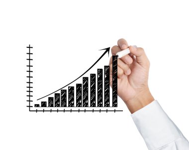 iş adamı el bir grafik çizimi 