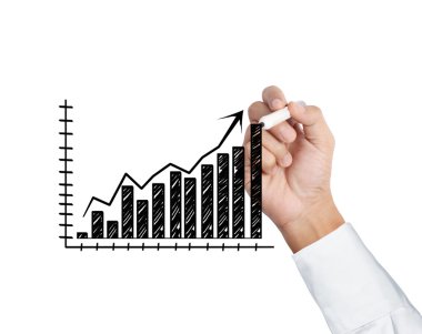 iş adamı el bir grafik çizimi 