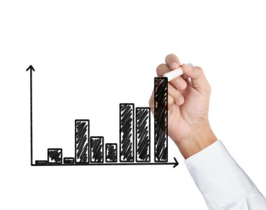 iş adamı el bir grafik çizimi 