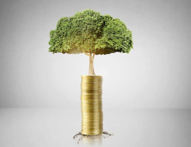 altın sikke ve bunları grafik ve bitki büyüyen 