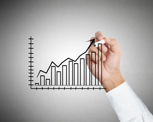 Iş adamı el bir grafik çizimi — Stok fotoğraf