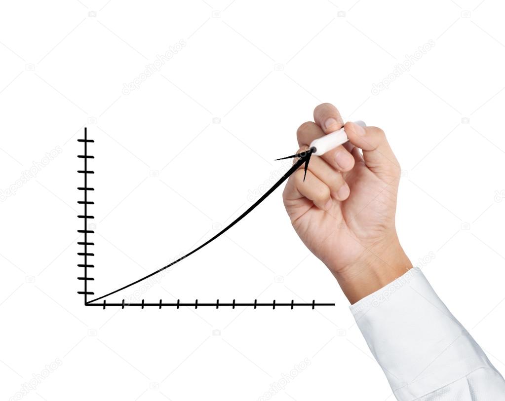 Business man hand drawing a graph 