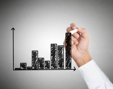 iş adamı el bir grafik çizimi 