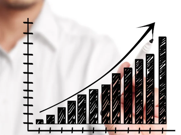 Mann zeichnet ein Diagramm — Stockfoto