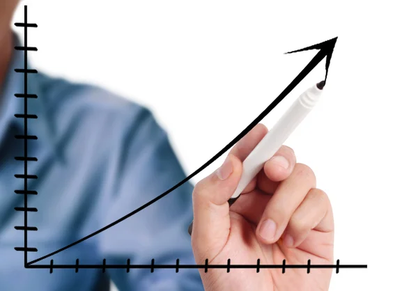 Man hand drawing a chart — Stock Photo, Image