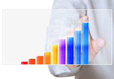 işadamı ile finansal simgeler