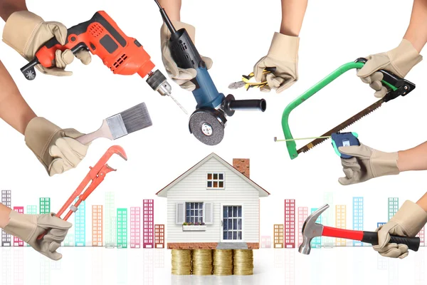 Selection of tools in the shape of a house — Stock Photo, Image