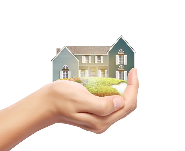 Holding house representing home ownership — Stock Photo, Image