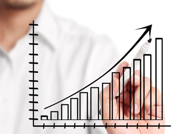 Mann zeichnet ein Diagramm — Stockfoto