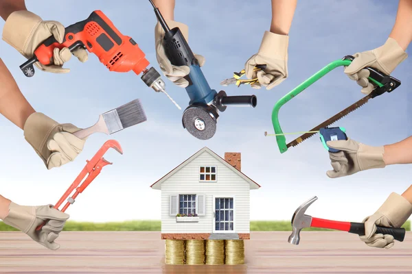 Selection of tools in the shape of a house — Stock Photo, Image