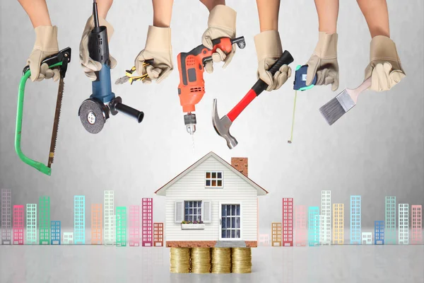 Selection of tools in the shape of a house — Stock Photo, Image