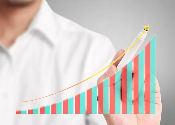 Man hand drawing  chart — Stock Photo, Image