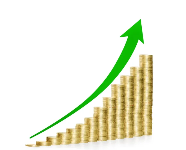Coins graph stock — Stock Photo, Image