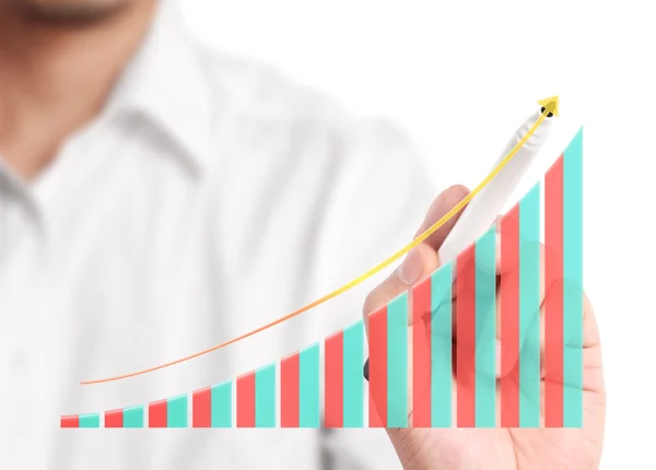 Man hand drawing  chart — Stock Photo, Image