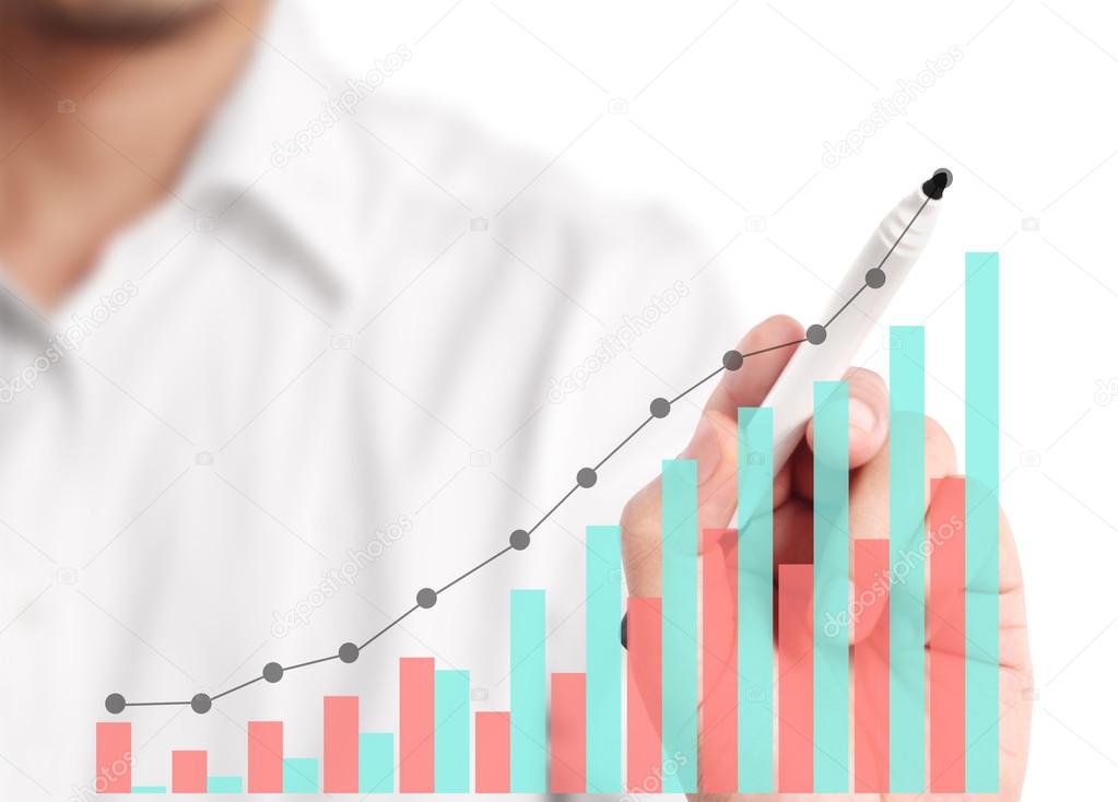 Man hand drawing  chart