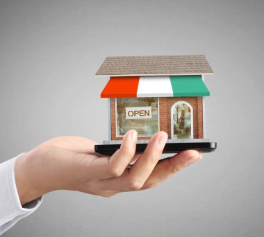 moderne mobiele telefoon in de hand 