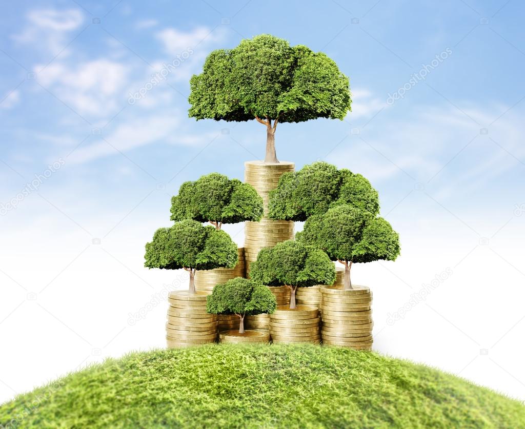  money tree growing from money 