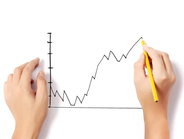 Male hand drawing a chart isolated show — Stock Photo, Image