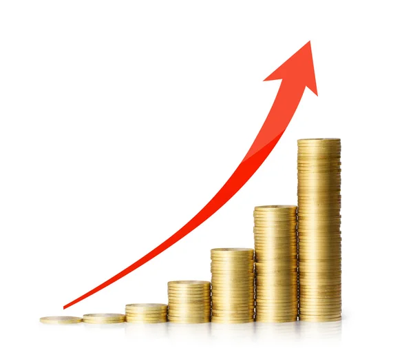 Coins graph stock market — Stock Photo, Image