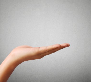 Beyaz arkaplanda insan el işareti izole edildi