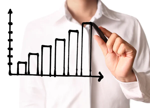 Mann zeichnet ein Diagramm — Stockfoto