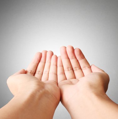 Üzerinde bir el hareketi avuç izole