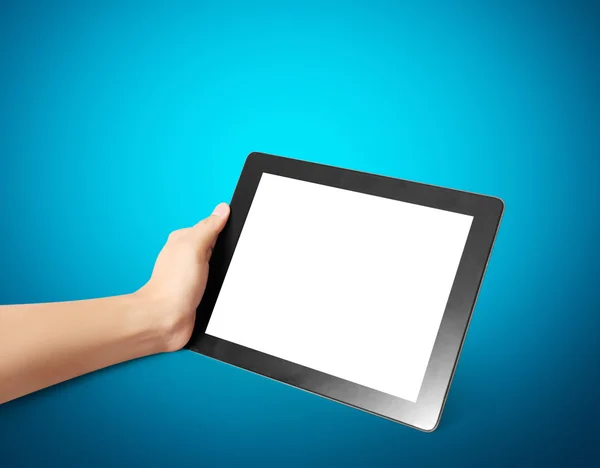 Tenir tablette écran tactile — Photo