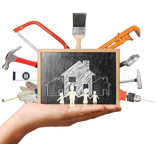 Selection of tools in the shape,home improvement concept — Stock Photo, Image