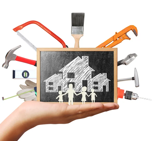 Selection of tools in the shape,home improvement concept — Stock Photo, Image