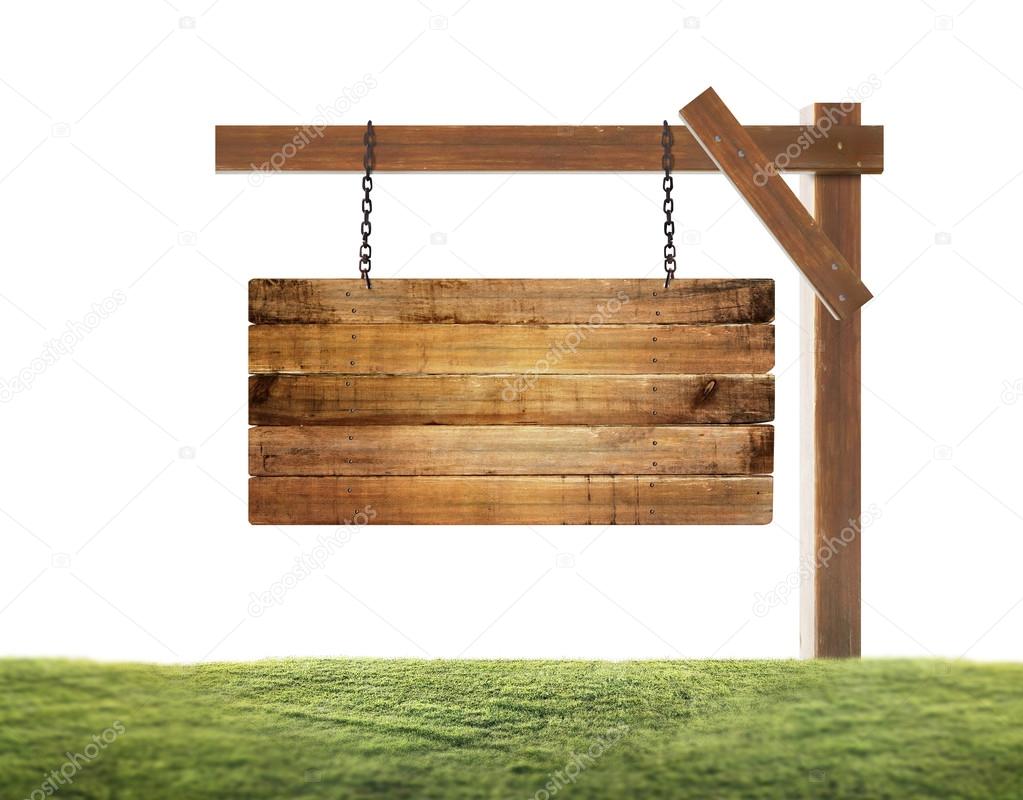 empty wooden sign hanging