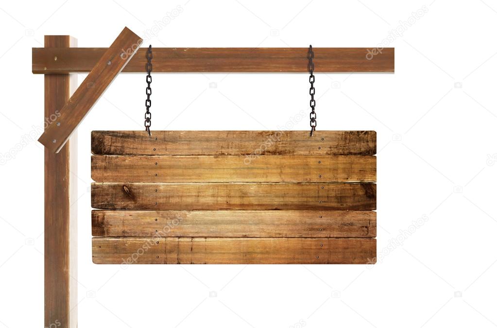 Empty wooden sign hanging Stock Photo by ©aeydenphumi 65361799