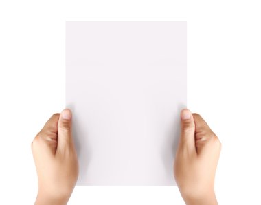 beyaz boş A4 kağıt tutan