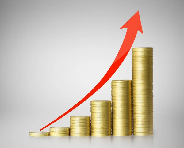 Coins graph stock market — Stock Photo, Image