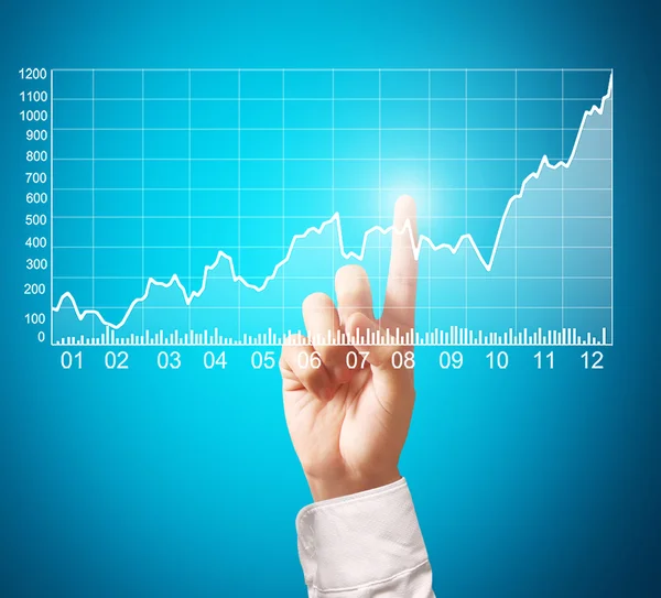 Investiční koncepce, obchodník s finanční symboly — Stock fotografie