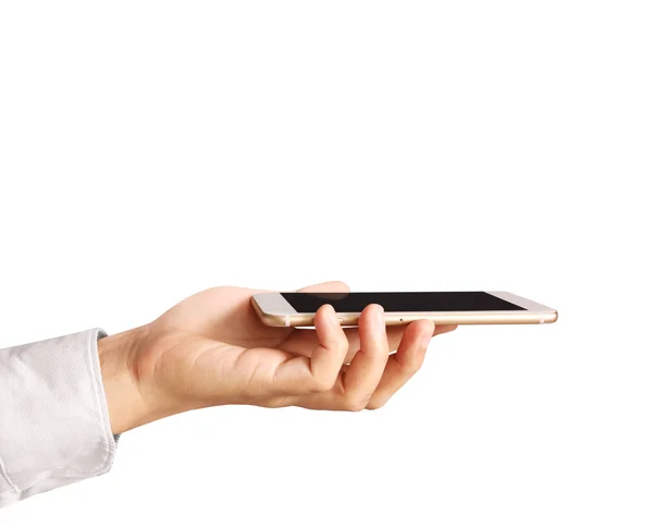 Сучасний мобільний телефон в руці — стокове фото