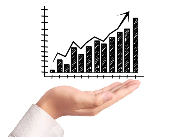 Graphs on the hand — Stock Photo, Image