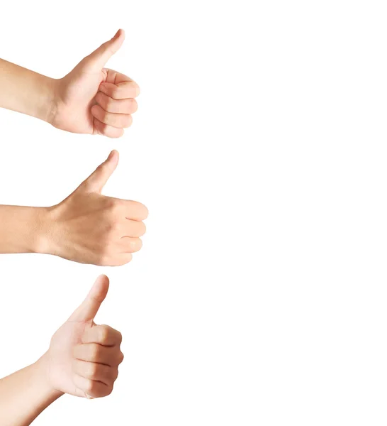 Human hands showing thumbs — Stock Photo, Image