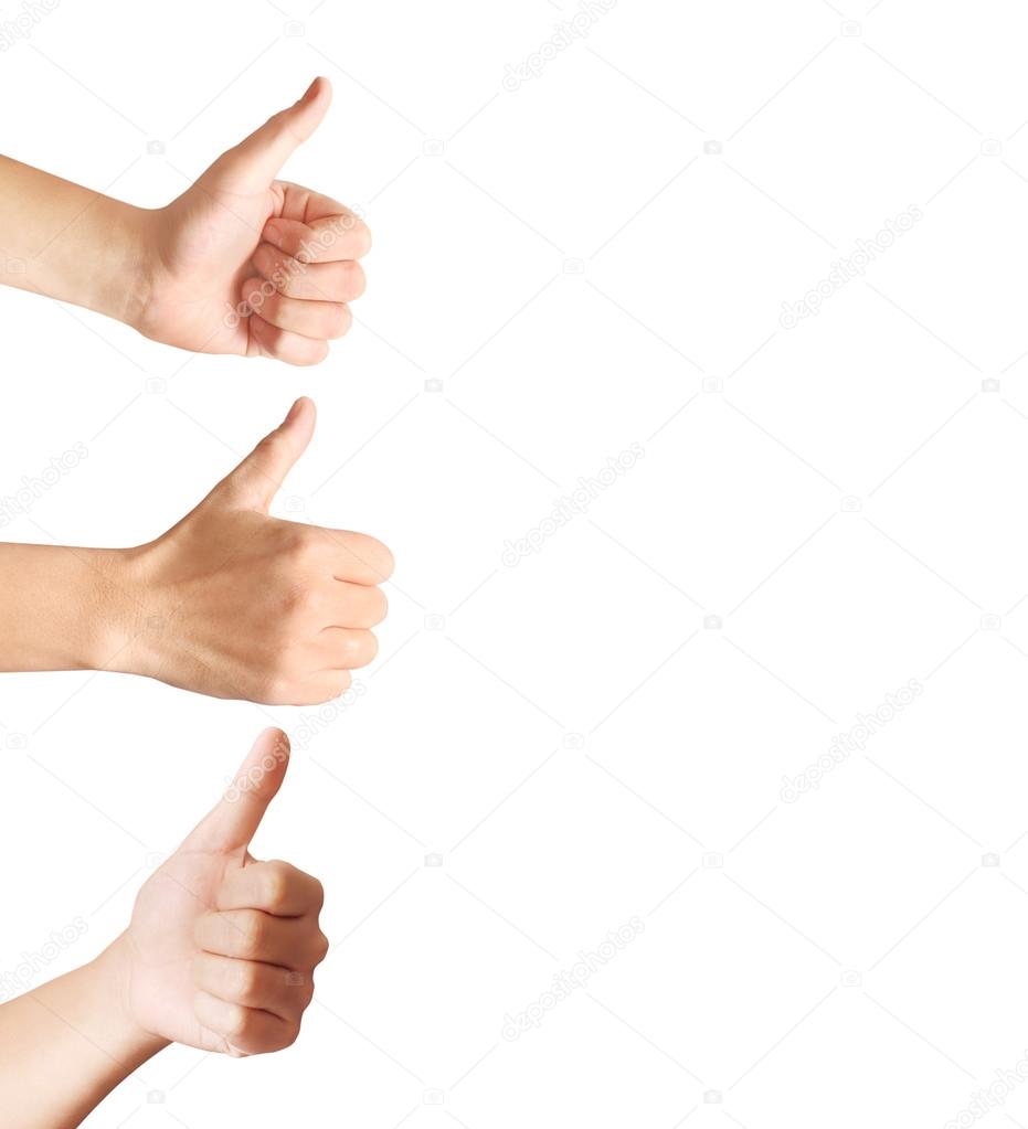 Human hands showing thumbs