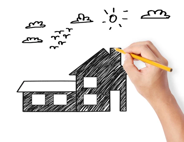 Hand drawing a house — Stock Photo, Image