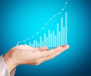 işadamı ile elden gelen finansal simgeler 