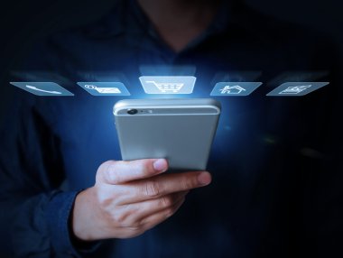 moderne mobiele telefoon in de hand 