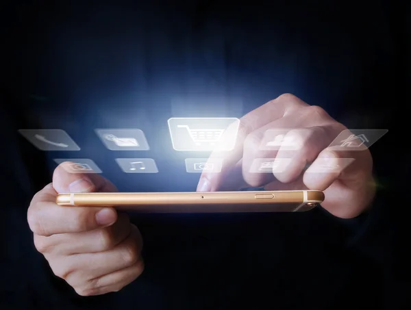 Modern mobile phone in  hand — Stock Photo, Image