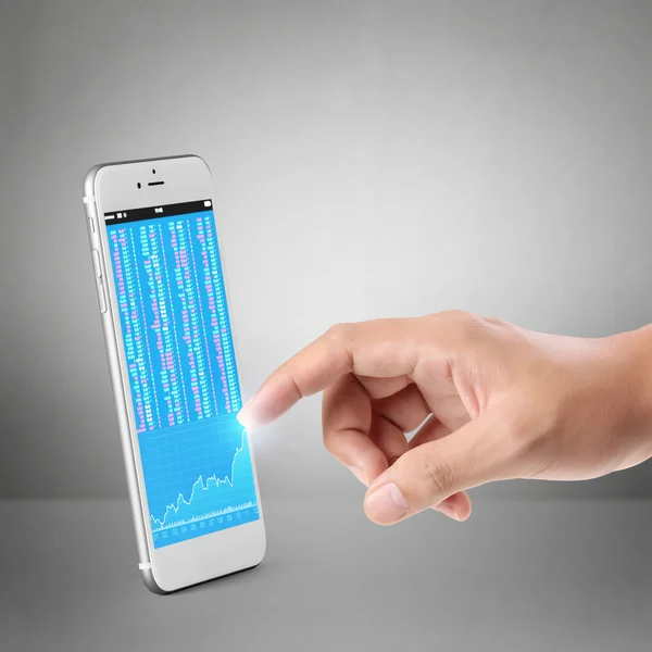 Современный мобильный телефон в руке — стоковое фото