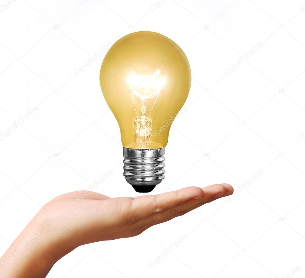  light bulb idea in the hand