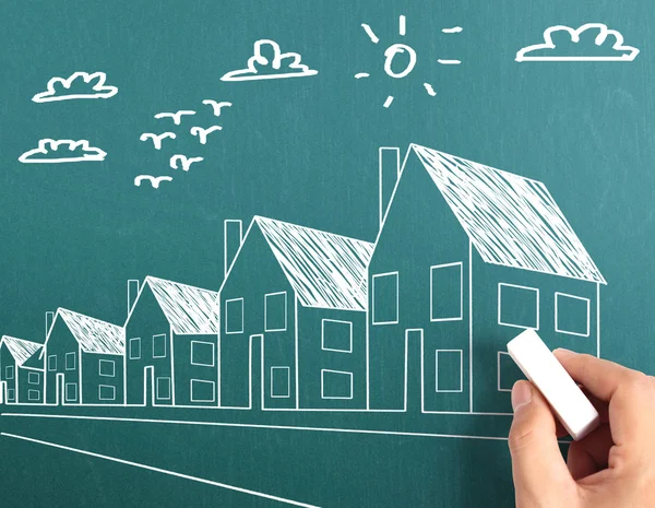 Hand drawing a house — Stock Photo, Image