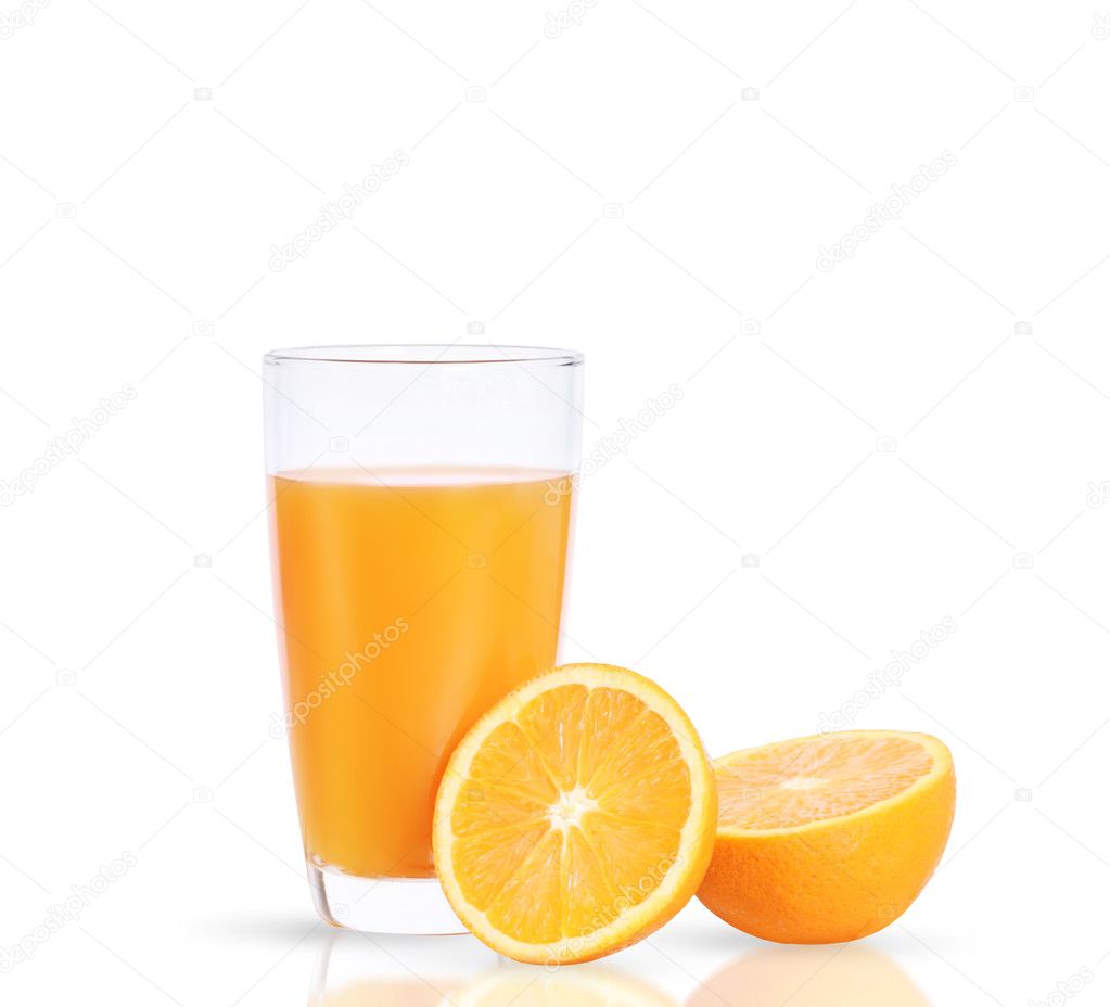 Orange juice isolated on  white