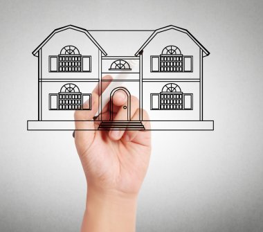 bir ev modeli çizim